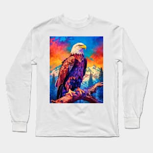 Majestic Eagle Silhouette: Freedom's Colors Long Sleeve T-Shirt